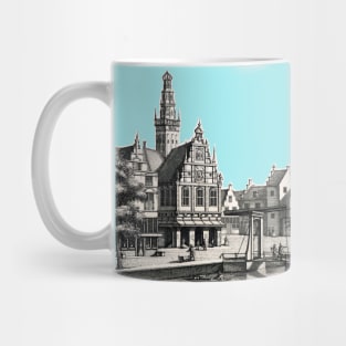 River city and boats in the 19th century Mug